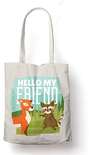 BLAK TEE Cute Animal Friends Organic Cotton Reusable Shopping Bag Natural