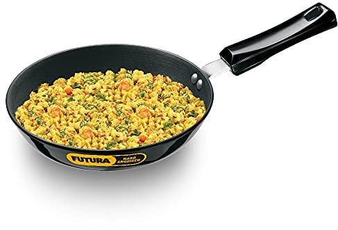 Hawkins Futura Hard Anodised Induction Compatible Frying Pan, Capacity 1.1 Litre, Diameter 22 cm, Thickness 4.06 mm, Black (IAF22)