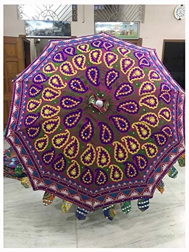 Gartenschirme ~ Quelle direkt von Kunsthandwerkern in Indien ~ Bohemian Large Decorative Garden Umbrella for Patio with tribal embriodery Parasols