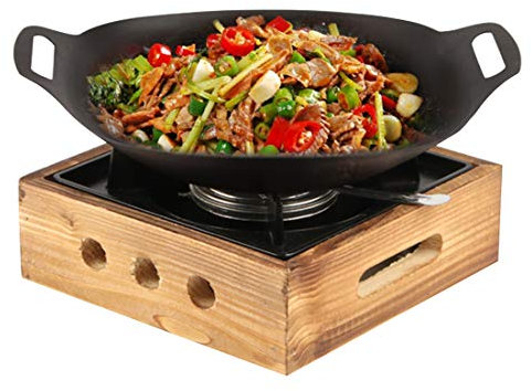 LTLWSH Mini Piccola Pentola in Ghisa Spessa per Stufato, per La Preparazione del Sukiyaki Giapponese, Set con Fornello, per Dormitorio Ufficio Casa Ristorante Esterno,D22cm
