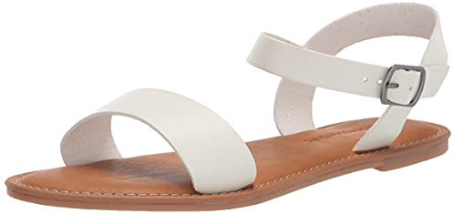 Amazon Essentials Sandales à Double Bride avec Boucles Femme, Blanc, 43 EU Large