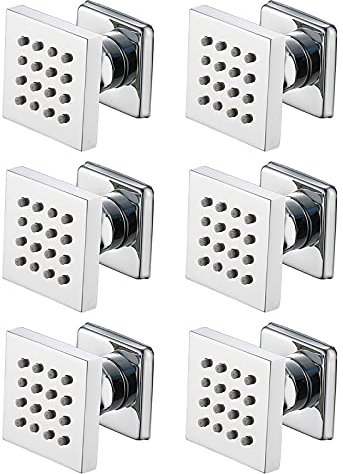 GLYYRLR Ducha Lateral Cromado Chorros Rociadores Laterales en Latón Ajustable Cuadrado Rociador de Ducha Montado en la Pared Accesorios de Baño de Ducha, 50x50mm,6 Pack