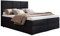 Boxspringbett 180x200 mit 2 Bettkasten - Doppelbett mit Federkernmatratze und Topper - Polsterbett mit Hebemechanismus für Schlafzimmer - Bett mit Kopfteil - Einfach zu Montieren (Schwarz)