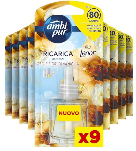 Ambi Pur Oro E Fiori Di Vaniglia Ricarica Diffusore Elettrico Per Ambienti 20ml, Per Rimuovere Gli Odori