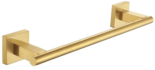 Suyar Porte-serviettes court en acier inoxydable SUS 304 doré brossé pour mur de salle de bain, 35 cm