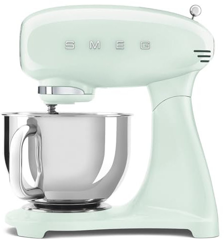 Smeg, SMF03PGEU Küchenmaschine, 10 Geschwindigkeitsstufen, Planetenrührwerk, Sicherheitsabschaltung, 2 Rührbesen, Kugelgriff aus Edelstahl, 800 W, Pastellgrün