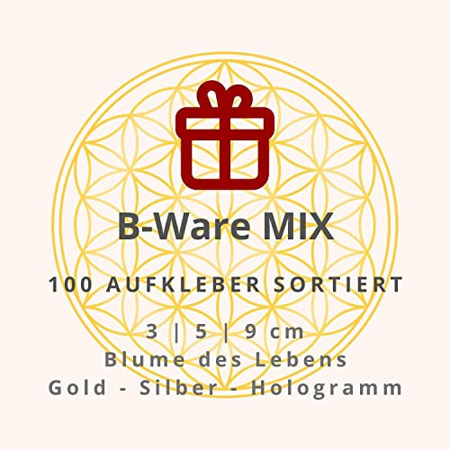 atalantes spirit 100 Blume des Lebens Aufkleber MIX - B-Ware 2. Wahl - Sticker selbstklebend - gold silber Hologramm