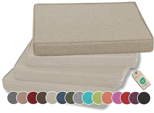 Gutekissen® Stuhlkissen Polsterauflage Auflage für Stühle/Bänke für Haus und Garten Sitzauflage Gartenkissen Sitzkissen viele Farben FK5 (60x60, Creme, 1)
