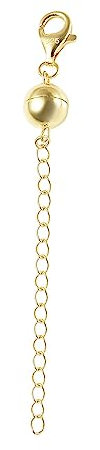 TJC Magnetic Ball Clasp with 2 Inch Extender in Yellow Gold Plated Sterling Silver Chain, Necklace, Bracelet, Anklet Extender with Sterling Silver Material Size 2inch