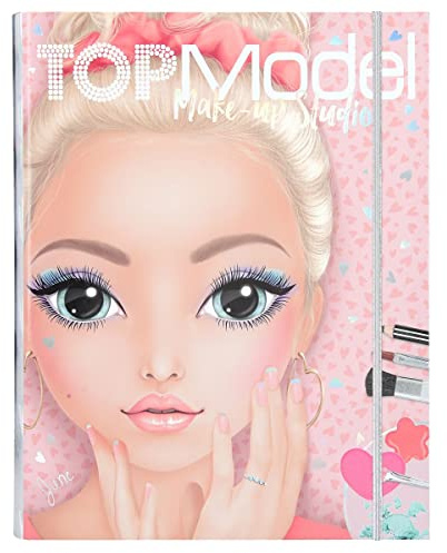 Depesche 12082 TOPModel Make Up Studio-Kreativmappe zum Gestalten schöner Makeup-Looks, inkl. Ausmalblock, Schmink-Palette und 4 Pinseln, Mehrfarbig