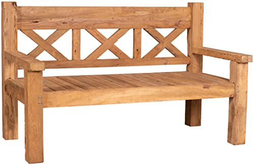 Yoursol by Devries Gartenbank Woodie Rustique, Breite 160 cm, Teakholz, wetterfest, rustikale Holzbank