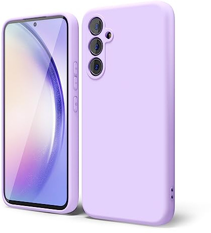 für Samsung Galaxy A54 5G Hülle Silikon mit Kameraschutz, Dünn Bunt Gummi Gel Einfarbig Schutz Handyhülle, Weich Slim Matt Handy Hülle, Cute Elegant Schutzhülle für Mädchen Männer, Lila Flieder