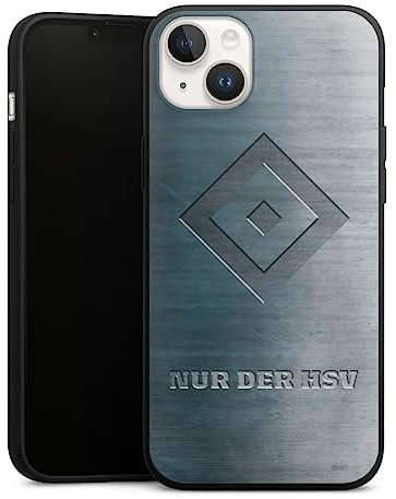 Premium Silikon Hülle kompatibel mit Apple iPhone 14 Handyhülle schwarz Case HSV Hamburger SV Metallic Look