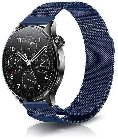 NicMool 22MM Correa para Xiaomi Watch S3/Watch 2 Pro/Watch S1 Pro/Mi Watch S1 Active/Mi Watch S1, Inoxidable Mesh Metal Magnética Pulsera para Huawei Watch GT 4 46mm/Watch 4/Watch 4 Pro - Azul