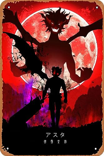 Black Clover Poster Blechschild Vintage Wandkunst Dekoration Metall Poster 20,3 x 30,5 cm