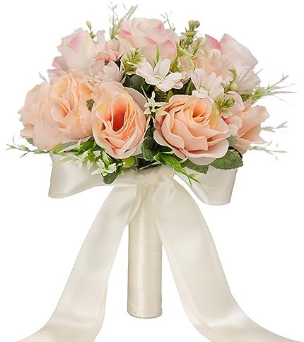 FFMA Brautstrauß, tropfenförmiger romantischer künstlicher Rosenstrauß, Braut-Brautstrauß, Brautjungfern-Hochzeitsdekorationssträuße