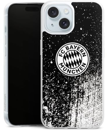 Slim Case kompatibel mit Apple iPhone 15 Silikon Handyhülle transparent Hülle extra dünn FC Bayern München Offizielles Lizenzprodukt FCB