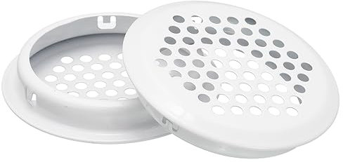 uxcell Ventilación circular Soffit de 53 mm, 40 rejillas de ventilación redondas de acero inoxidable para armario de cocina y baño, color blanco