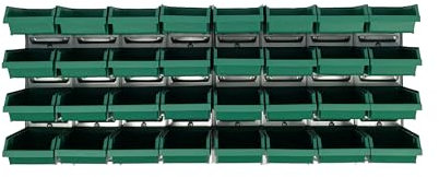 raaco BWP 32x3 - Mur d'Outils Acier Galvanisé - 32 Boîtes Rangement Visserie, Max 5kg par Boîte, Rangement Atelier 18,4 x 10,4 x 44 cm, Étagère Garage Rangement, Casier à Vis, Boîte à Bec