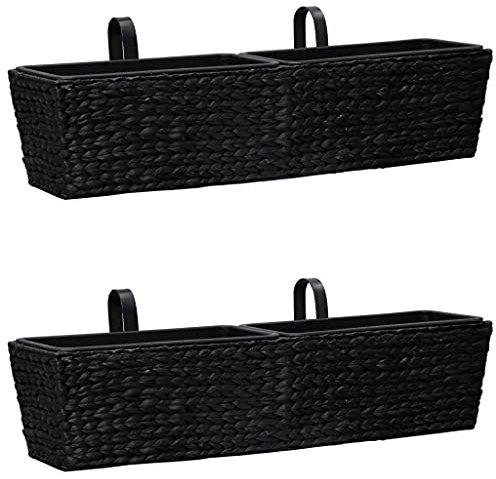 Higsose Jardinières 2 pcs Jacinthe d'eau Noir Jardiniere Rectangulaire Pot de Jardin Jardinieres Exterieur Pot de Fleur Exterieur Jardiniere Balcon Jardiniere Interieur Jardiniere Murale