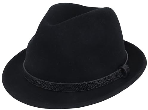 HEYANN Fedora Hut Mode Filz Hüte für Herren Damen Wollfilz Herrenhut Jazz Cap Kurzer Krempe Trilby Hut mit Eleganter Panama Hut Damen Gentlemans