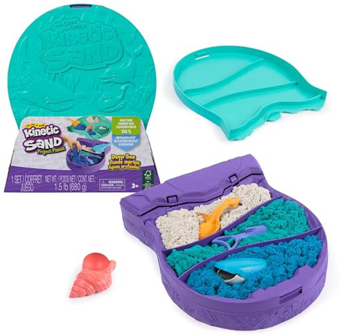 Kinetic Sand Project Planet Ozean Spielset - mit 680g magischem Sand in 3 Farben und 4 Meerestier-Werkzeugen für kreatives Indoor-Sandspiel, für Kinder ab 3 Jahren