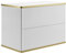 Vente-unique-Mueble de baño Flotante con Rayas con Ribetes Dorados - Blanco - Ancho 80 cm - KELIZA