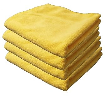Paño Microfibra,bayeta, Limpieza hogar, Lavado Coche,4 Unidades,tamaño 40 x 40 cm. (Amarillo)