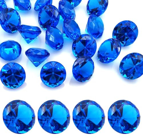 LYHLYA 100 Stück Edelsteine für Kinder, Dunkelblau Acryl Diamanten 25 mm Deko Diamanten acryl Edelsteine Gefälschte Edelsteine für Vasenfüller, Hochzeit Vasen Tischdeko,Partydekorationen