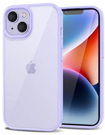 LoeoeL for iPhone 14 Plus Case Clear, Transparent Hybrid 14 Plus Phone Case [Hard Plastic & Soft Silicone Bumper] Acrylic Non Yellowing Thin Slim Protective Cover for Women, Purple Lavender