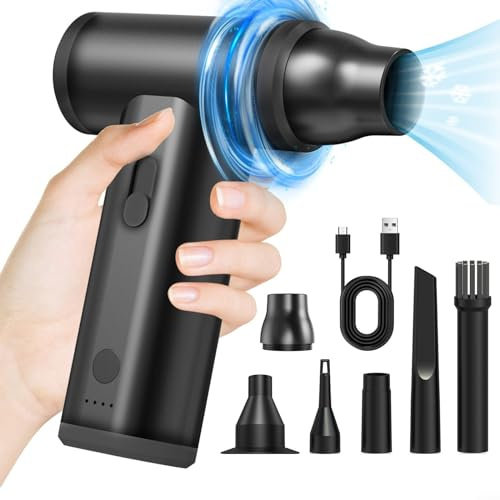 ZYWUOY Mini ventilador turbo jet, 12000 RPM J01pro Jet Turbo ventilador fuerte con iluminación LED Jetfan eliminación de polvo