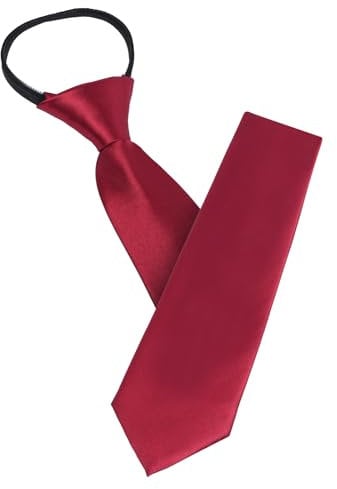 AUYAO Herren Krawatten, Einfarbiger Klassische Vorgebundenen Knoten Krawatte 8cm, Verstellbarer Krawatten Herren mit Reißverschluss für Heiraten Oder Festliche Veranstaltunge(Burgunderrot-Polyester)