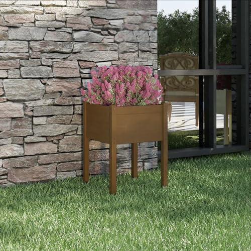 Rantry Casa - Jardinera de jardín, jardinera de exterior, jardinera de madera, jardineras de balcón, macetas exteriores de madera de exterior, jardinera grande, marrón, 50 x 50 x 70 cm, de madera