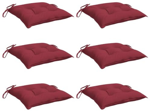 vidaXL Cojines de Silla de Jardín 6 uds, Almohadas para Sofá Asiento, Almohadillas para Muebles, Decoraciones para Patio, Tela Oxford Rojo Tinto