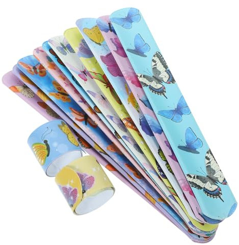 Abaodam 24 Stück Schmetterlings Klapparmband Slap Ringe Schmetterlings Thema Armband Schnapparmbänder Schmetterlings Thema Slap Bands Party Slap Armbänder Kinder Armbänder Slap