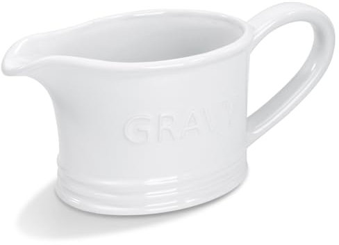 Gonioa 18 oz Ceramic Gravy Sauce Boat, White Gravy Boat Porcelain Pitcher, Sauce Jug with Smooth Handle & Dripless Spout, Serving Dispenser for Sauces, Dressings & Creamer, Microwave & Dishwasher Safe