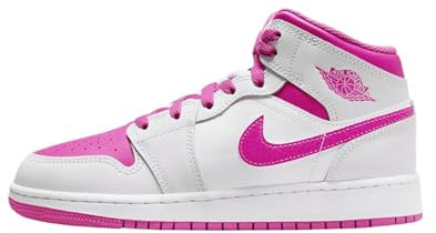Air Jordan 1 Mid Big - Zapatos para niños (FD8780-500, Iris Whisper/Blanco/Rosa Fuego), Iris Whisper/Blanco/Rosa Fuego, 24.5 cm