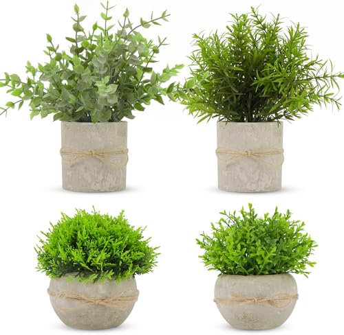 Petutu 4 Stück kunstpflanzen - deko Wohnzimmer Künstliche Pflanzen Eukalyptus, Innen Deko für Schlafzimmer Küche Zuhause