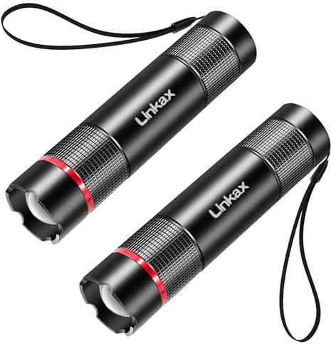Taschenlampe LED Aufladbar, Zoombare Klein Taschenlampen Kinder, Mini Flashlight Handlampe für Camping Wandern Outdoor Notfäll, Gadgets Geschenke für Männer ihn Papa Adventskalender Füllung, 2 Stück