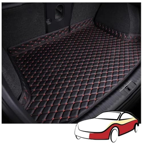 MNBHJGR Auto Leder Kofferraummatte für BMW X3 2011-2016 F25, Wasserdicht Antirutsch Kofferraumwanne Schutzmatte, Flacher Stil Kofferraummatte,B Black Red
