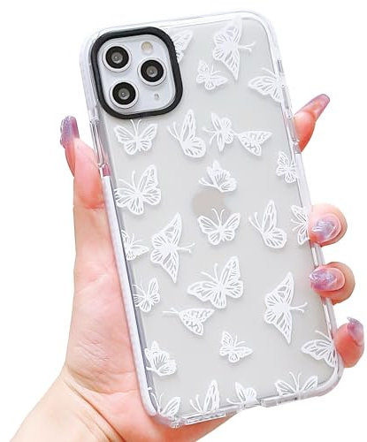 ECZOIL Compatible for iPhone 11 Pro Max Case,Cute Clear Butterfly Cartoon for Women Girl Soft TPU Shockproof Anti-Yellow Protective Phone Case for 11 Pro Max-Butterfly