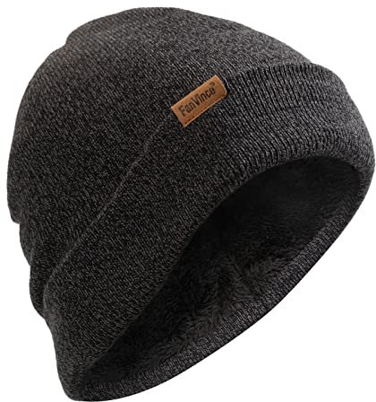 FanVince Wintermützen Mütze Herren Damen Strickmützen Winter Thermo Wolle Strick Beanie Kappe Geschenke für Kaltes Wetter Anthrazitgrau