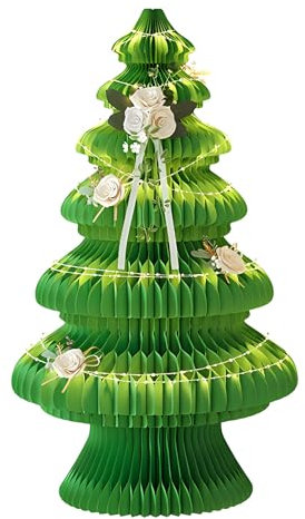 Grüner Kleiner Weihnachtsbaum, Faltbarer Papier-Weihnachtsbaum Zur Weihnachtsdekoration, Waben-Weihnachtsbaum(22x38.9 in)