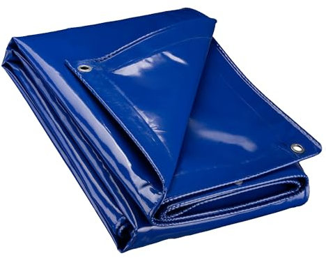 Wiltec Lona Impermeable Azul 5 x 9 m con Ojales de Acero Inoxidable, 650 g/m² Resistente a los Rayos UV, Moho y desgarro, poliéster con Revestimiento de PVC y Bordes Reforzados, Ideal para Exteriores