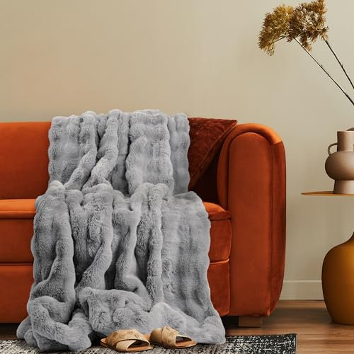 Paco Home Deko Wohnzimmer Decke Kuscheldecke Tagesdecke Waschbar Boho Aesthetic Sofadecke Schlafzimmer Modern Flauschig Waschbar, Farbe:Grau, Größe:150x200cm