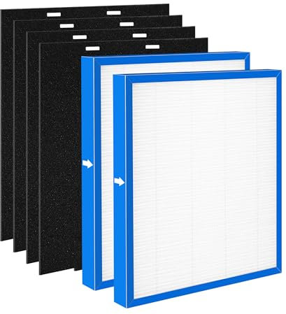 AF-10FL Replacement Filter Compatible with HoMedics Air Purifier AF-10 AP-15 AR-10 Filter, Part Number AF-10FL AP-15CRF AF-15, with 2 HEPA Filter + 4 Activated Carbon Pre-filters