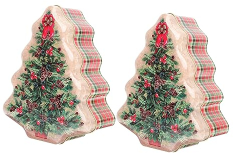 Amosfun 2stücke Weihnachtsbox für Bonbons Kekse und Süßigkeiten Tragbare Aufbewahrungsbox mit Weihnachtsmotiven Wiederverwendbar für Desserts und Kleine Leckereien