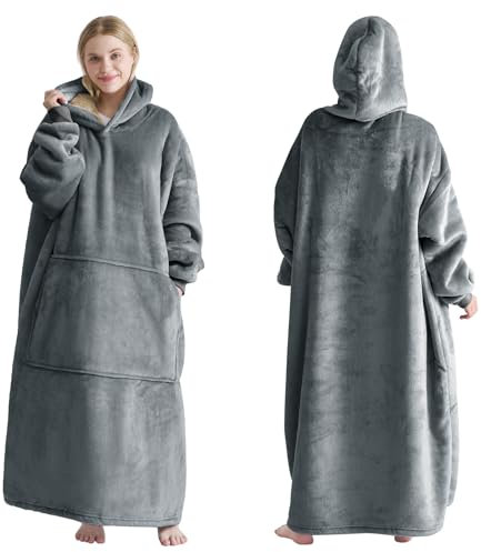 Good Nite Doppelschicht Hoodie Decke mit Elastische Hülse Kuschelpullover, 130 cm L, Pullover Kuschelpullover, Super weiche gemütliche warme komfortable Riesen-Hoodie, Decken Hoodie Geschenke