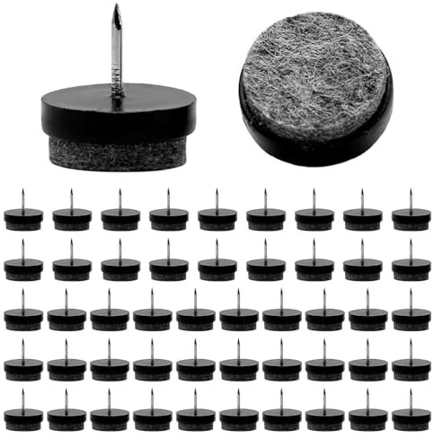 50 feltrini per sedie, feltrini per unghie, feltrini con chiodo, viti rotonde, Ø 22 mm, per inchiodare in laminato (colore: nero)