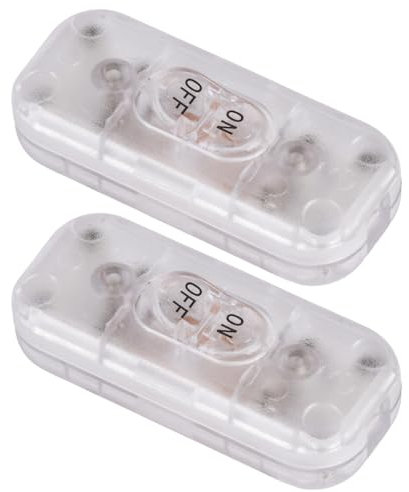 2 Pcs Inline Switch, Electrical Wire Appliance Rocker Switches Rated 250V 6A ON OFF, Clear Lamp Cord Button Torpedo Switch Repair Replacement Desk Table Light Parts Control Power Cable Plug